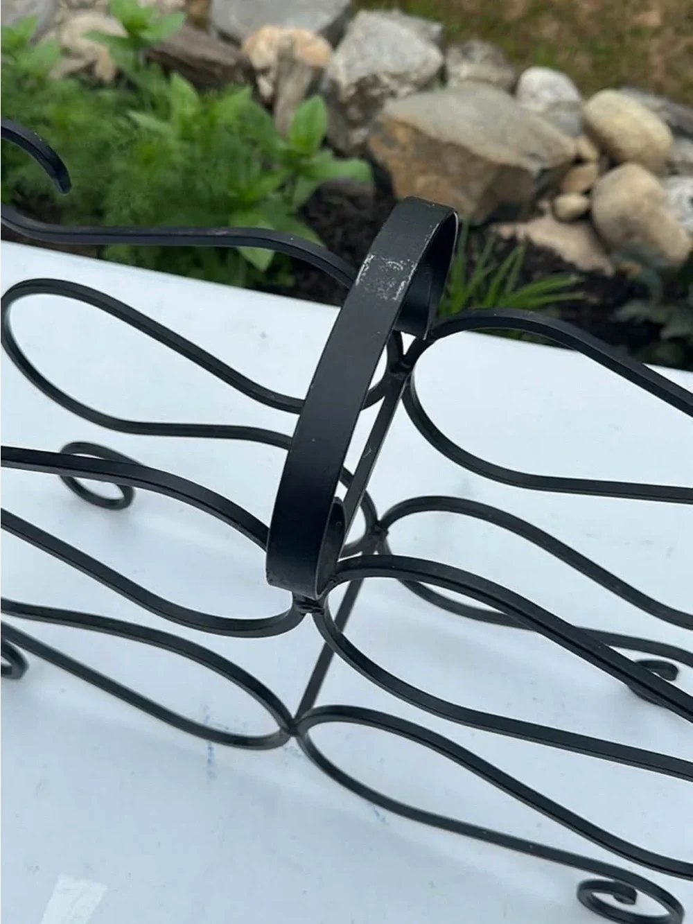 Wrought iron napkin holder and wine rack set
